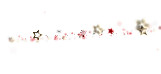 Abstract Christmas background featuring stars, snowflakes, and bokeh on a white background. Ideal for holiday designs and seasonal promotions.