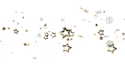 Festive winter background with gold stars and snowflakes. Perfect for holidays.