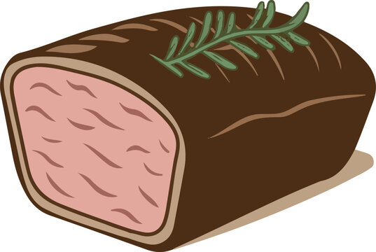 brown meat loaf with rosemary clip art preview