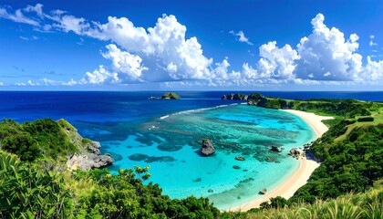 Stunning aerial view of a tropical island paradise with crystal clear waters