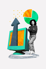 Poster sketch photo collage of diagram piece goal business target analyzing success arrow up...