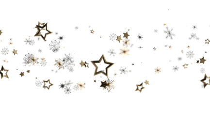 Elegant winter design with gold stars, snowflakes. Perfect for holidays, celebrations, and winter themes.