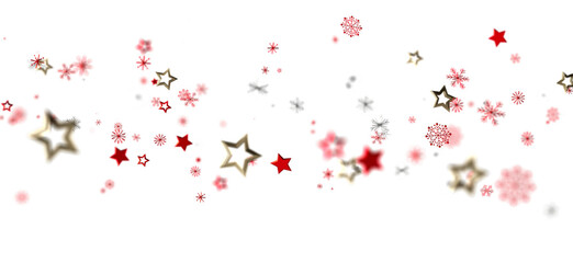 Beautiful winter background with red stars, snowflakes and gold glitter. Perfect for Christmas, New Year cards.