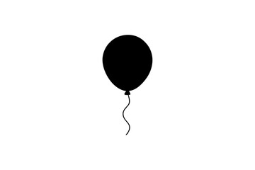 Simple black balloon with string on transparent background silhouette © Puspa