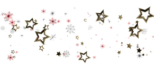 Festive Christmas background with floating stars and snowflakes. Perfect for holiday designs, decorations, and greeting cards. Ideal for evoking