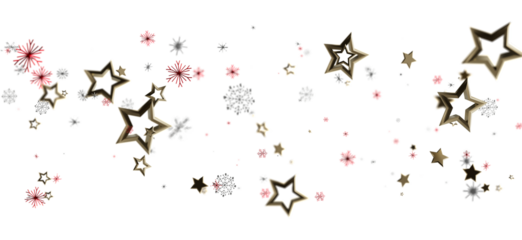 Festive Christmas background with floating stars and snowflakes. Perfect for holiday designs, decorations, and greeting cards. Ideal for evoking