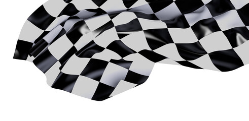 A dynamic image of a checkered flag waving in the breeze against a clean white backdrop, perfect...