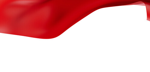 Obraz premium Vibrant red fabric waving against a white backdrop. Perfect for backgrounds, designs, and adding a sense of movement.