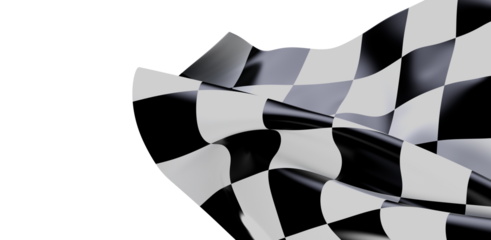 Racing flag isolated on white background, conceptual image for speed, race, competition, and victory. Checkered flag waving to symbolize speed a