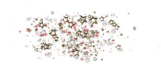 Elegant and festive design featuring gold stars and snowflakes scattered on a white background. Perfect for holiday and celebration themes, addi