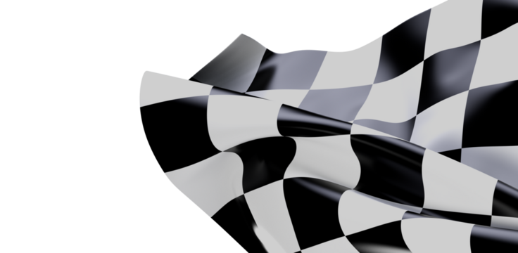 Racing flag isolated on white background, conceptual image for speed, race, competition, and victory. Checkered flag waving to symbolize speed a