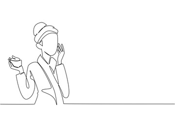 Single continuous line drawing a woman wearing a towel robe doing facial treatment. Apply night cream before bed. Regenerates skin. National Skincare Education Day. One line design vector illustration