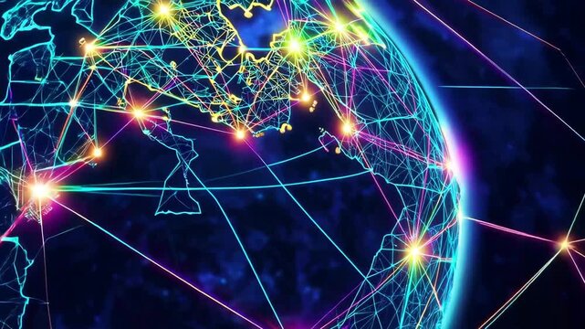Digital network map of Saudi Arabia linking MENA for data exchange.