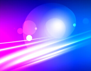 Background of abstract shiny white lines and silhouettes of blue, pink and violet, illustration. AI