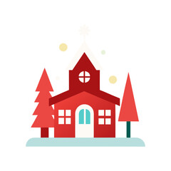 christmas village scene icon vector art