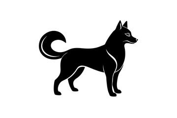 Silhouette of a standing dog art on transparent background
