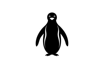 Silhouette of a standing penguin on transparent background
