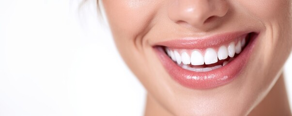 Close-up of a joyful smile with bright, healthy teeth, showcasing happiness and excellent dental health.