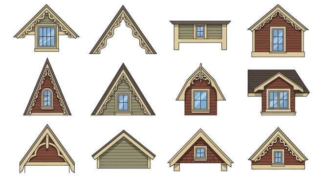 Architectural elements featuring a set of decorative roof gables.