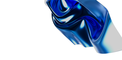 Abstract image of flowing blue fabric on a white background. Great for backgrounds, presentations, modern designs, and digital art.