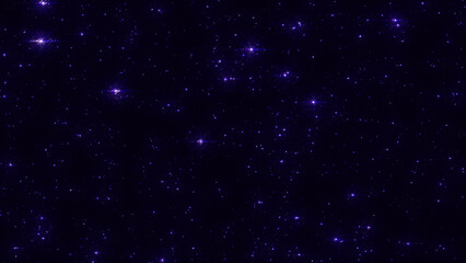 Bright shiny purple twinkling stars in the night sky. This glittering starry night background.
