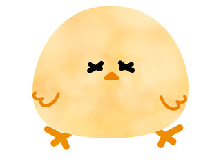 ダウンしているゆるいタッチのかわいいひよこイラスト素材 © あきよん