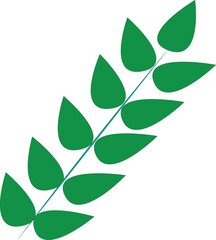 Green leaf stem with multiple leaves abstract background