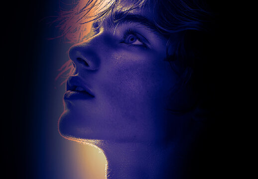 Blue And Orange Cinematic Backlight Glow Photo Effect