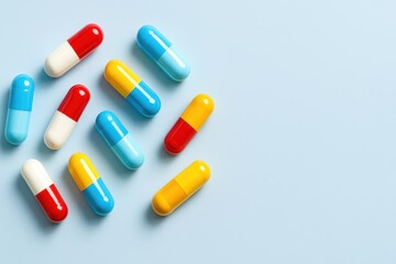 Pharmacy product photography health-boosting medical capsules in a clean wellness-focused setting