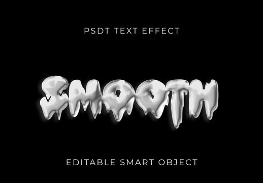 Silver And White Metallic Liquid Text Effect Chrome Bold Melting Font