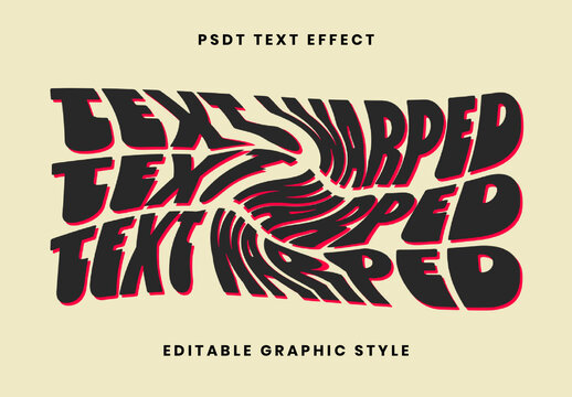 Black And Red Warped Text Effect Wavy Distorted Font