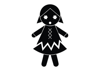 broken doll silhouette vector icon