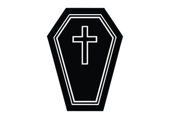 Obraz premium coffin cross silhouette vector icon
