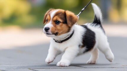 Jack Russell Terrier Puppy on Leash