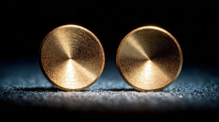 Pair of Gold Stud Earrings Displayed Against a Dark Background