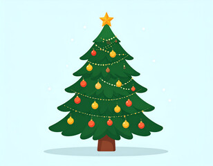 Fototapeta premium Festive Christmas Tree with Ornaments and Star.