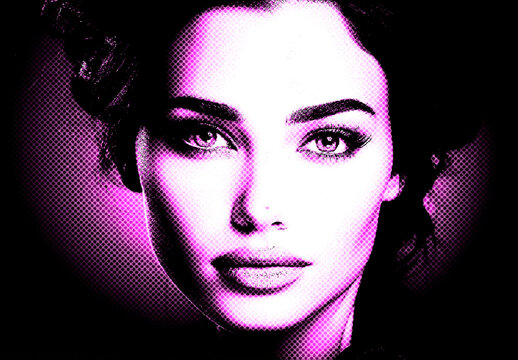 Pink And Black Retro Pop Cartoon Photo Effect