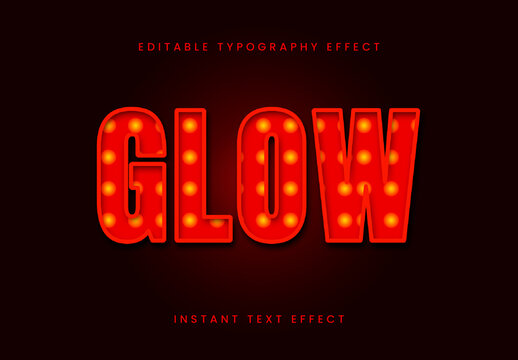 Red Lightbulb Text Effect Retro Sign Bulb Font