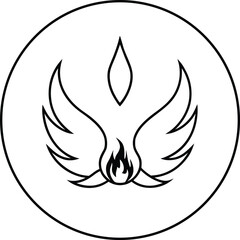 phoenix wings spread across mandala fire frame 