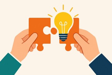 Close-up perspective creative collaboration through puzzle piece connections in business graphics