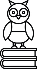 robot owl perched on glowing books coloring sheet vector illustration on transparent background