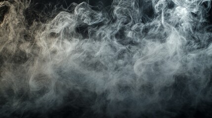 Dense swirling smoke clouds forming intricate patterns against a solid black background atmosphere