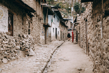 Traditional ancient village of Tupe, with its stone streets and houses, in Yauyos Peru. 