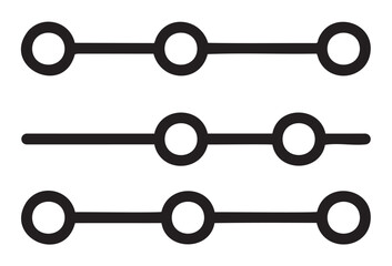 Black outline icon of three simple linear progress indicators with circular nodes connected by horizontal lines.