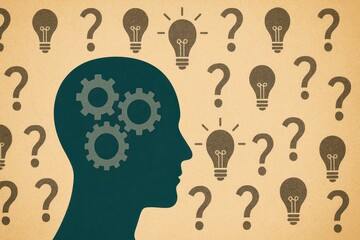 Creative thinking process mind map concept digital art light bulbs profile view innovation strategies