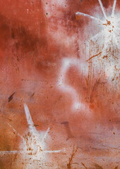 old graffiti wall with faded paint, deep scratches, and visible signs of wear and tear. The surface shows layers of spray paint, peeling texture, and rough markings, creating a gritty urban background