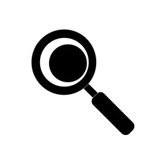 A simple black magnifying glass icon art on transparent background silhouette
