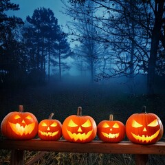 Halloween Pumpkins On A Spooky Night