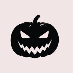 Jack-o'-lantern face, a spooky carved pumpkin with an orange smile, is an isolated vector illustration for the dark October Halloween celebration
