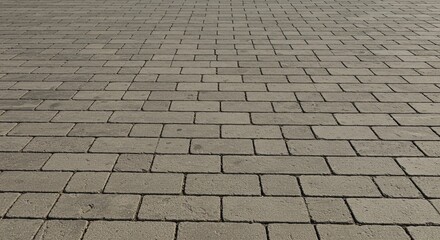 Low-angle perspective of a stone paver floor stretching into the distance. The geometric pattern and textured surface create a versatile and abstract background for a variety of concepts.